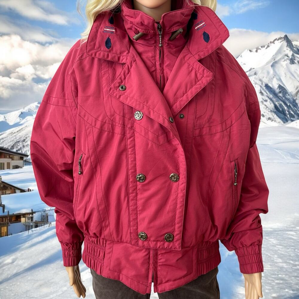Vintage Nordica Sportsystem Pink Embroidered Ski Jacket Size 10